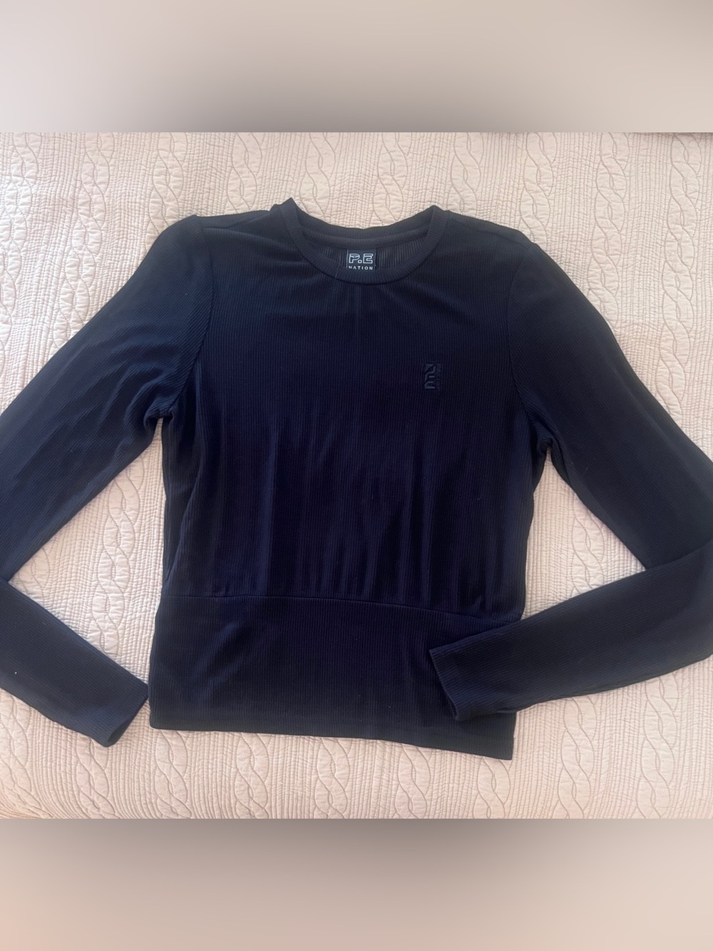 P.E Nation Black Ribbed Long Sleeve Crew